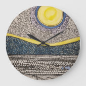 Zon en maan chaotische schets Zentangles Grote Klok (Voorkant)