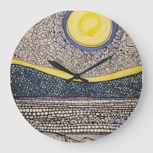 Zon en maan chaotische schets Zentangles Grote Klok (Voorkant)