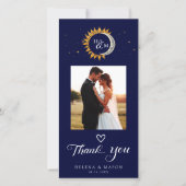 Zon en Maan Elegant Monogram Huwelijk Bedankkaart (Voorkant)