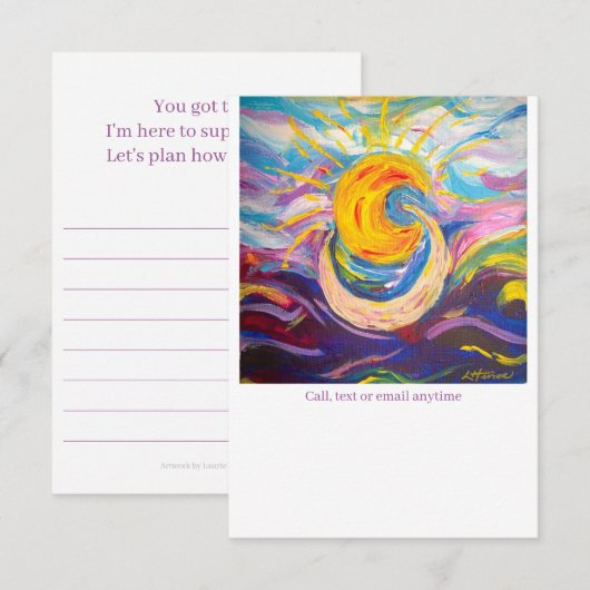 "Zon en Maan" Flat Note Kaart Notitiekaartje (Voorkant / Achterkant)