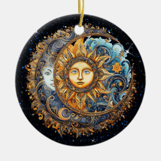 Zon en Maan Galaxy Keramisch Ornament