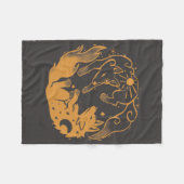 Zon en Maan Gouden Wolven Fleece Deken (Voorkant (Horizontaal))