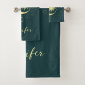 Zon en maan hemelontwerp met maanfasen bad handdoek (Insitu)