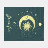 Zon en maan hemelontwerp met maanfasen fleece deken (Voorkant (Horizontaal))