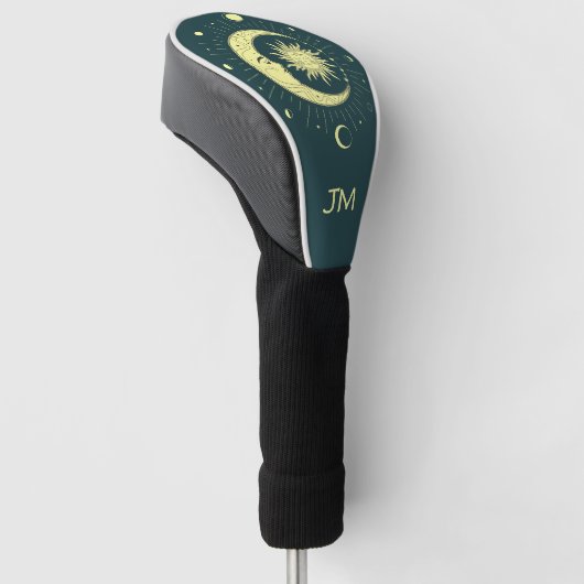 Zon en maan hemelontwerp met maanfasen golfheadcover (Schuin)