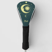 Zon en maan hemelontwerp met maanfasen golfheadcover (Voorkant)