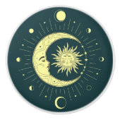 Zon en maan hemelontwerp met maanfasen keramische knop (Voorkant)
