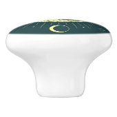 Zon en maan hemelontwerp met maanfasen keramische knop (Zijkant)