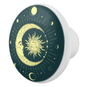 Zon en maan hemelontwerp met maanfasen keramische knop (Rechts)