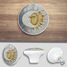 Zon- en Maan Hemels Ontwerp Keramische Knop