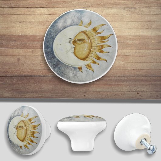 Zon- en Maan Hemels Ontwerp Keramische Knop