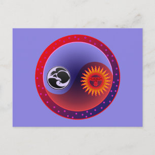Zon en maan in evenwicht briefkaart