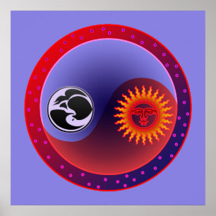 Zon en maan in evenwicht poster