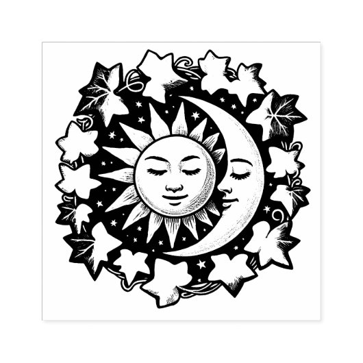 Zon en Maan Ivy Rubberstempel (Afrduk)