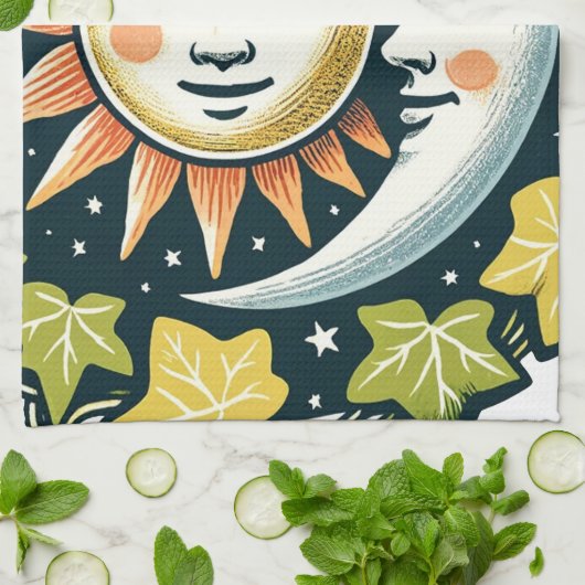 Zon en Maan Ivy Theedoek (Gevouwen)