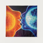 Zon en maan kussen wandkleed (Voorkant (horizontaal))