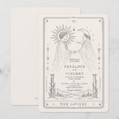 Zon en Maan | Lijnkunst Tarot Trouw Uitnodiging (Voorkant / Achterkant)