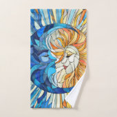 Zon en Maan Mozaïek Kunst Bad Handdoek (Handdoek)