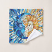 Zon en Maan Mozaïek Kunst Bad Handdoek (Wasdoekje)