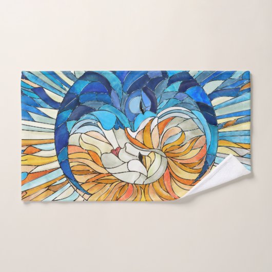 Zon en Maan Mozaïek Kunst Bad Handdoek (Handdoek)