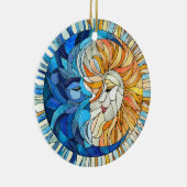 Zon en Maan Mozaïek Kunst Keramisch Ornament (Rechts)