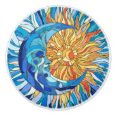 Zon en Maan Mozaïek Kunst Keramische Knop (Voorkant)