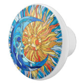 Zon en Maan Mozaïek Kunst Keramische Knop (Rechts)