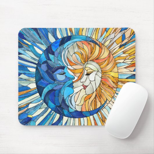 Zon en Maan Mozaïek Kunst Muismat (Met muis)