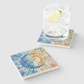 Zon en Maan Mozaïek Kunst Stenen Onderzetter (Zijkant)