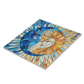 Zon en Maan Mozaïek Kunst Tegeltje (Zijkant)