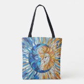 Zon en Maan Mozaïek Kunst Tote Bag (Achterkant)