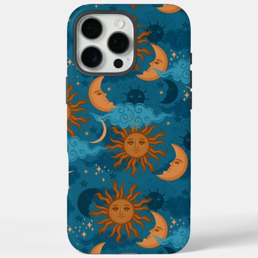 Zon En Maan Op Blauwe Case-Mate iPhone Case (Achterkant)