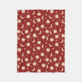Zon en maan op rood fleece deken (Voorkant)