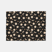 Zon en maan op zwart fleece deken (Voorkant (Horizontaal))