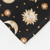 Zon en maan op zwart fleece deken (Hoek)