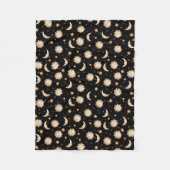 Zon en maan op zwart fleece deken (Voorkant)