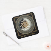 Zon en Maan Pagan Wiel Boekplaat Vierkante Sticker (Envelop)