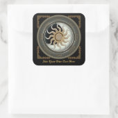 Zon en Maan Pagan Wiel Boekplaat Vierkante Sticker (Tas)