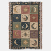Zon- en Maan Patchwork Geweven Worpdeken Deken (Voorkant Verticaal)