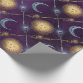 Zon en maan Patroon op Paars Cadeaupapier (Hoek)