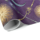 Zon en maan Patroon op Paars Cadeaupapier (Rol Hoek)