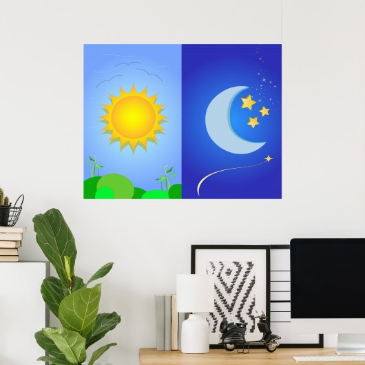 zon en maan poster (Thuiskantoor)