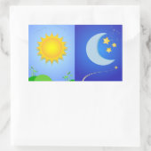 zon en maan rechthoekige sticker (Tas)