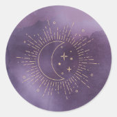Zon en Maan Ronde Sticker (Voorkant)