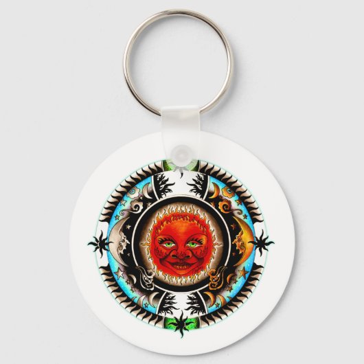 Zon en Maan Ruimte Mandala Sleutelhanger (Voorkant)