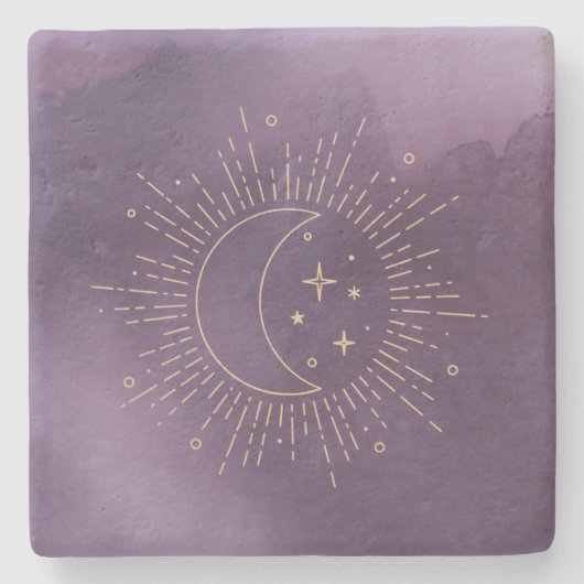 Zon en Maan Stenen Onderzetter (Voorkant)