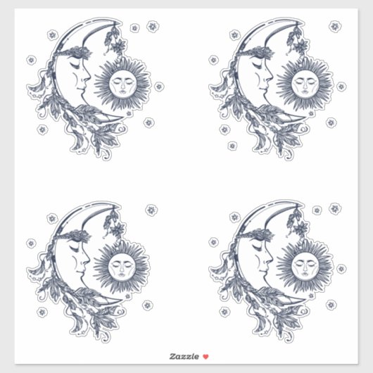 Zon en Maan Sticker (Vel)