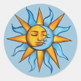 Zon en Maan Sunshine MoonKind Ronde Sticker