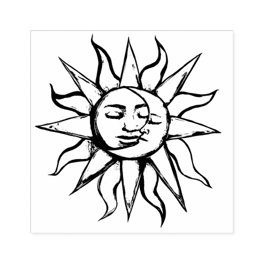 Zon en Maan Sunshine MoonKind Rubberstempel (Afrduk)