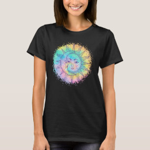 Zon en Maan Tie Dye casual Hipster Boho Funny Cut T-shirt